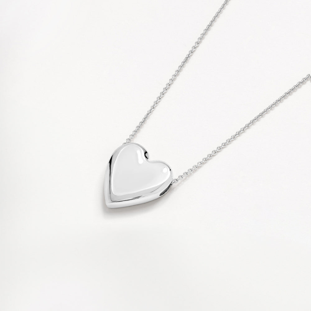 Puff Heart Necklace in Silver