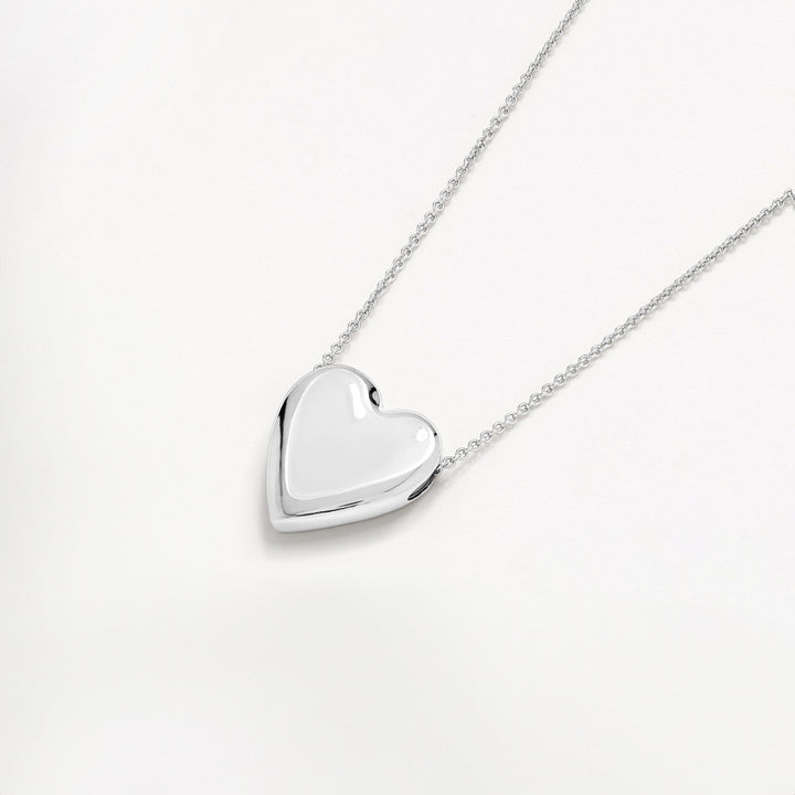 Puff Heart Necklace in Silver