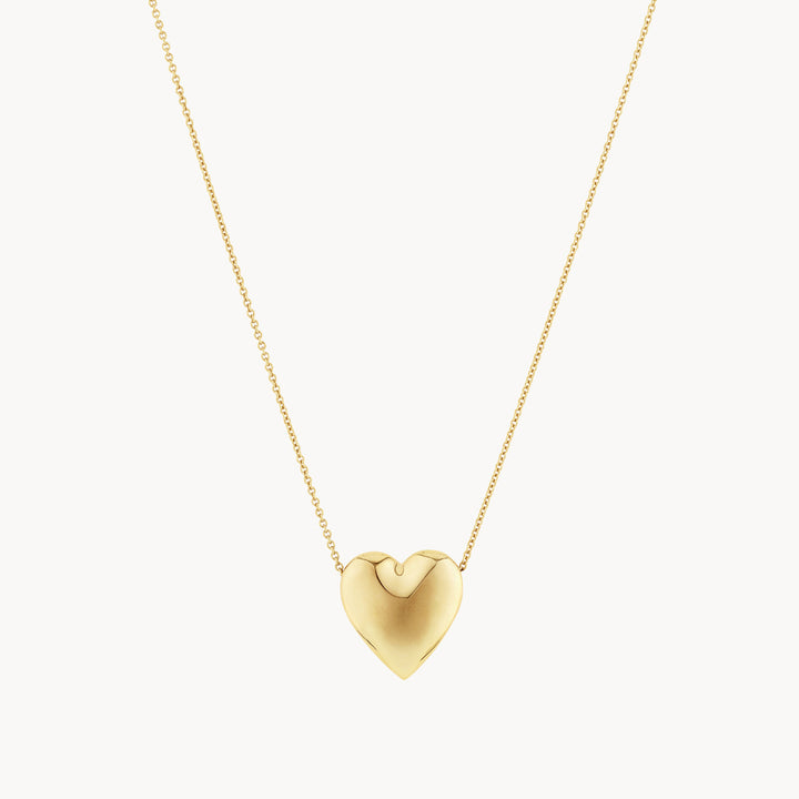 Puff Heart Necklace in Gold