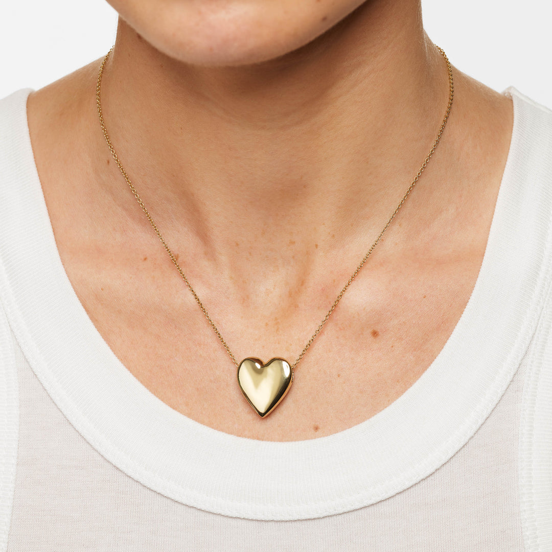 Puff Heart Necklace in Gold