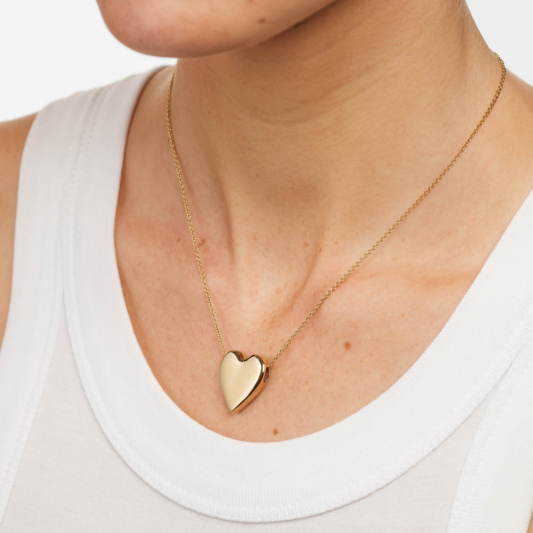 Puff Heart Necklace in Gold