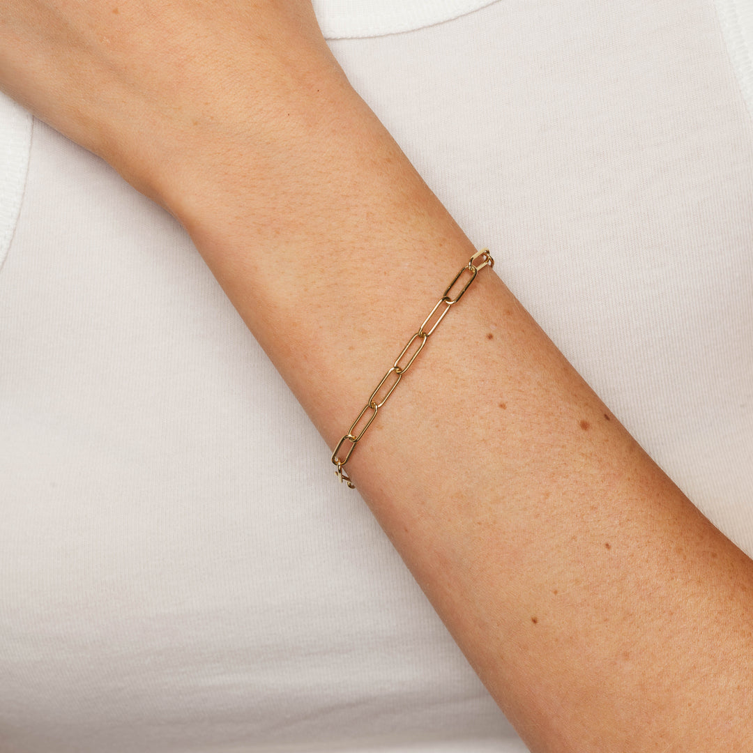 Charm Paperclip Chain Bracelet in Gold