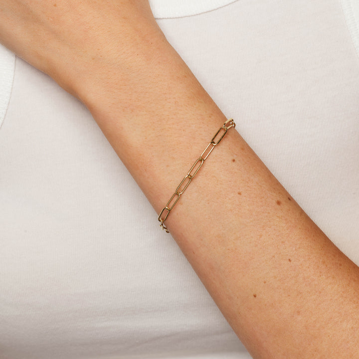 Charm Paperclip Chain Bracelet in Gold