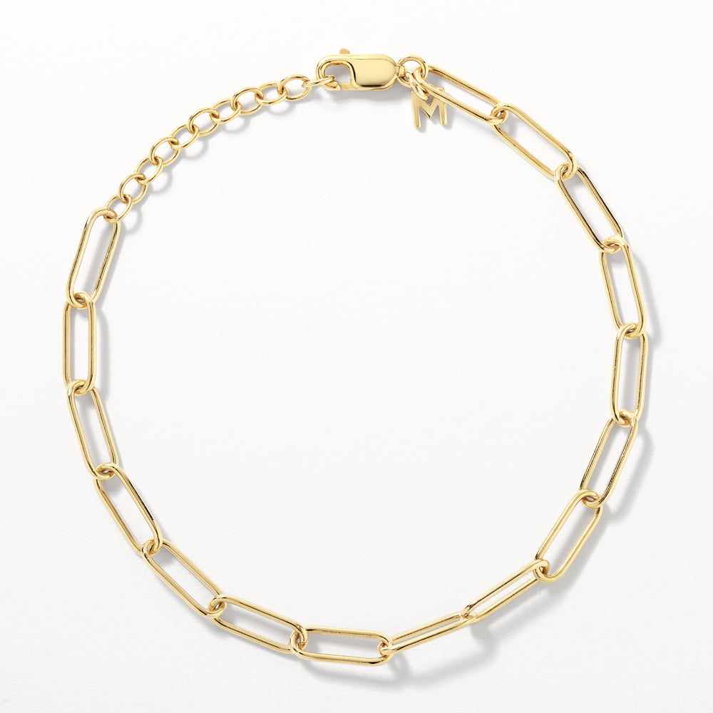 Charm Paperclip Chain Bracelet in Gold