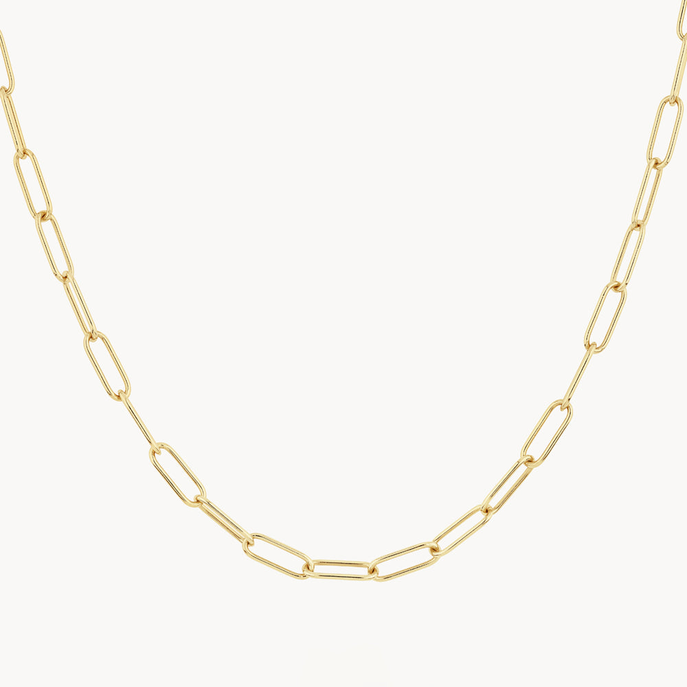 Charm Paperclip Chain Necklace in Gold