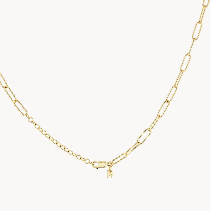 Charm Paperclip Chain Necklace in Gold