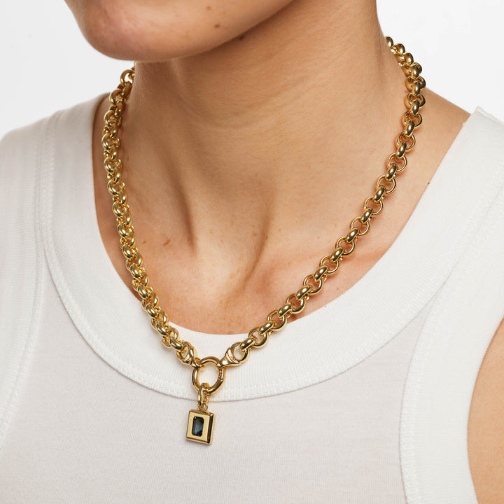 Charm Paperclip Chain Necklace in Gold