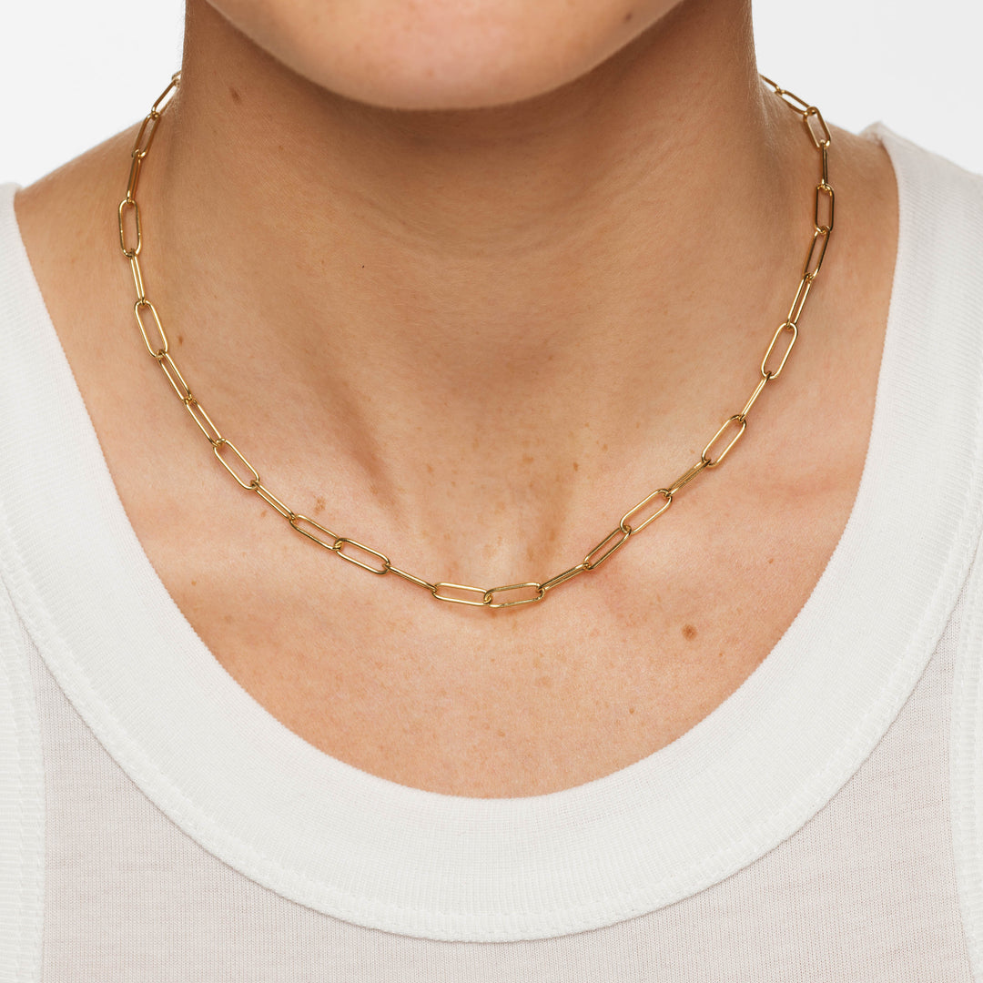 Charm Paperclip Chain Necklace in Gold