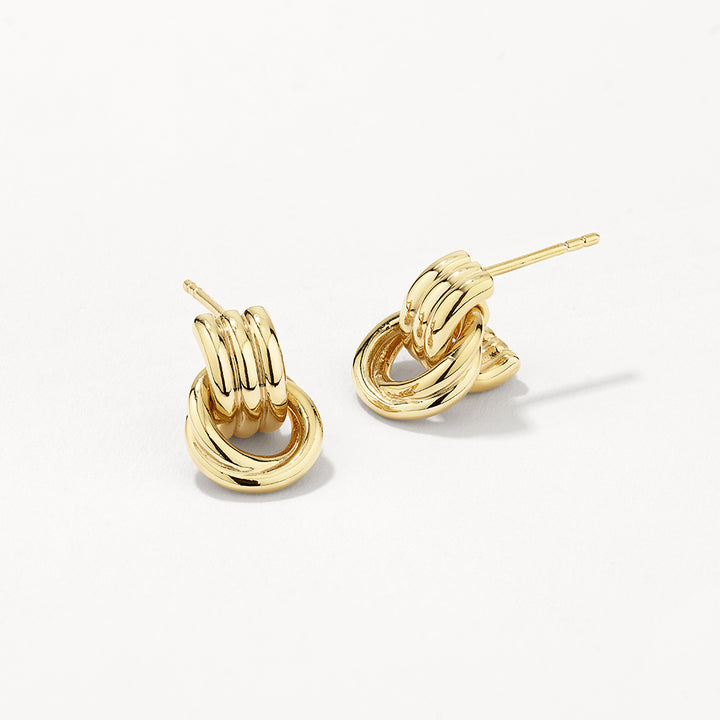 Trio Knot Doorknocker Earrings in Gold