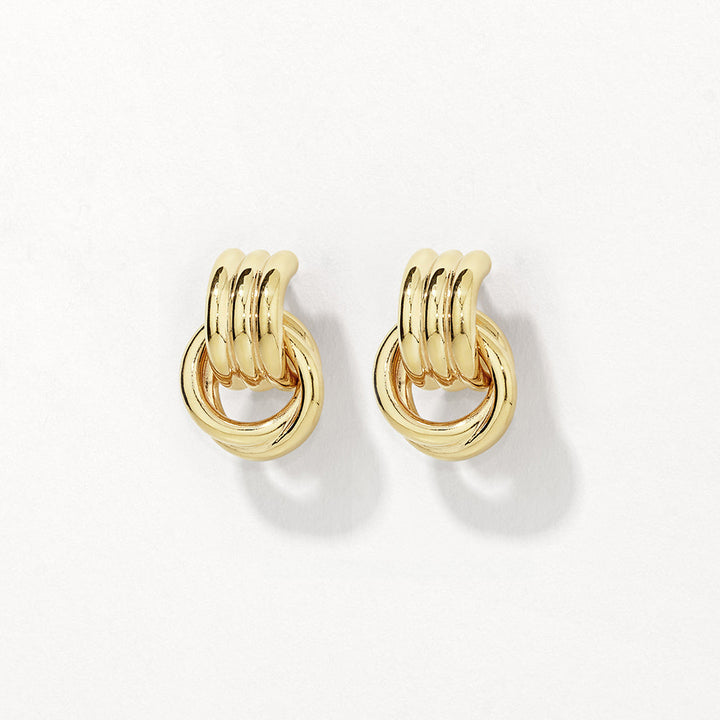Trio Knot Doorknocker Earrings in Gold