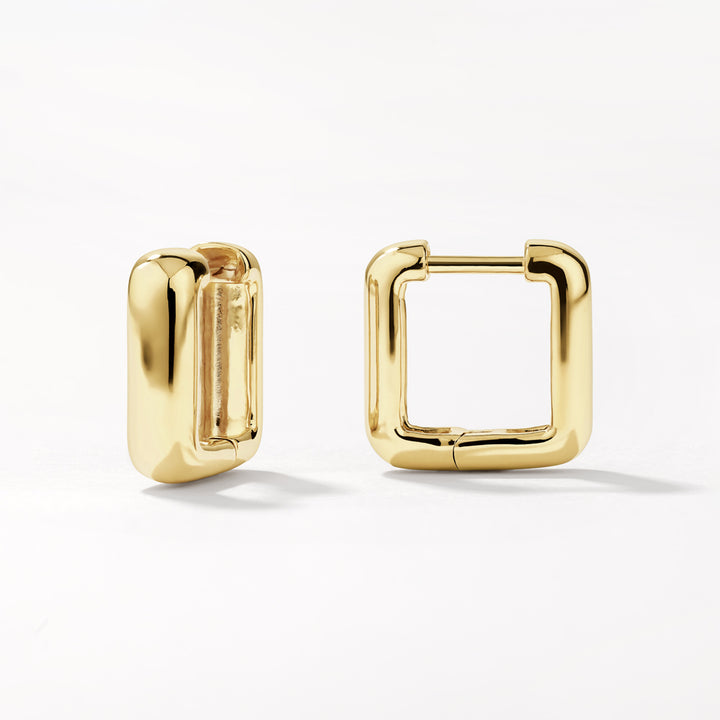 Square Dome Hoop Earrings in Gold