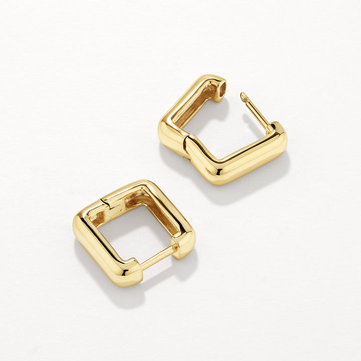 Square Dome Hoop Earrings in Gold