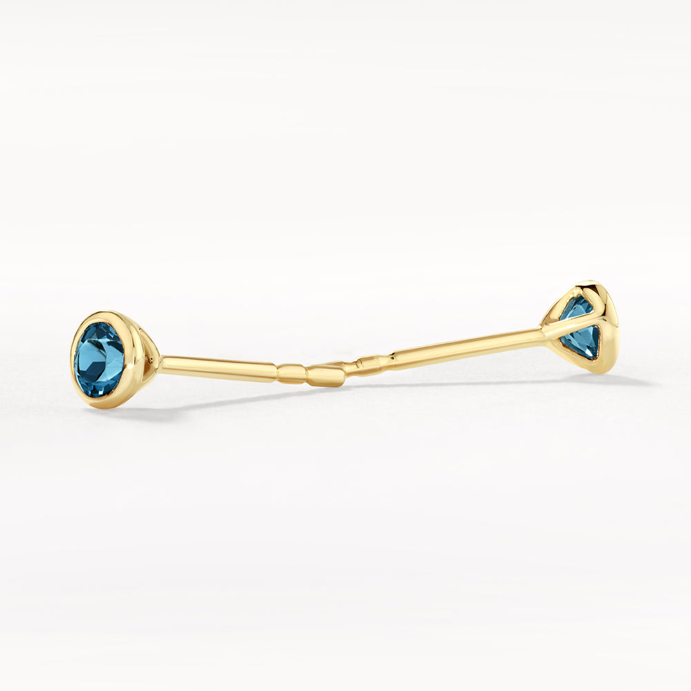 Blue Topaz Bezel Stud Earrings in 10k Gold