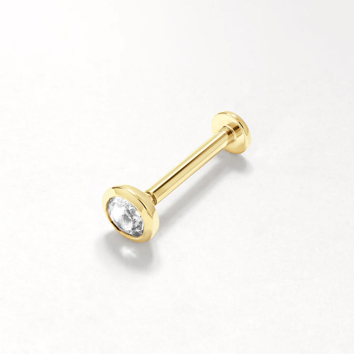 White Topaz Bezel Helix Single Stud in 10k Gold