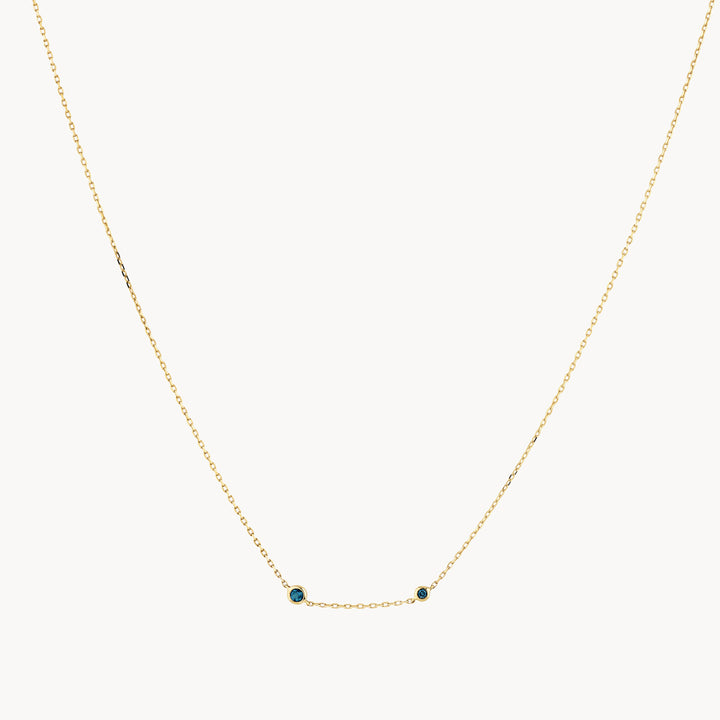 Blue Topaz Double Round Bezel Necklace in 10k Gold