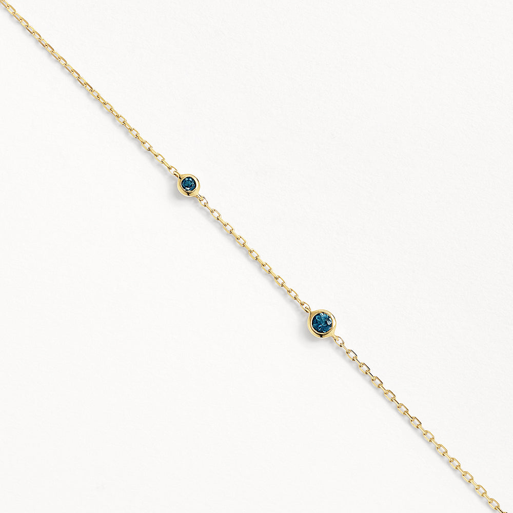 Blue Topaz Double Round Bezel Necklace in 10k Gold