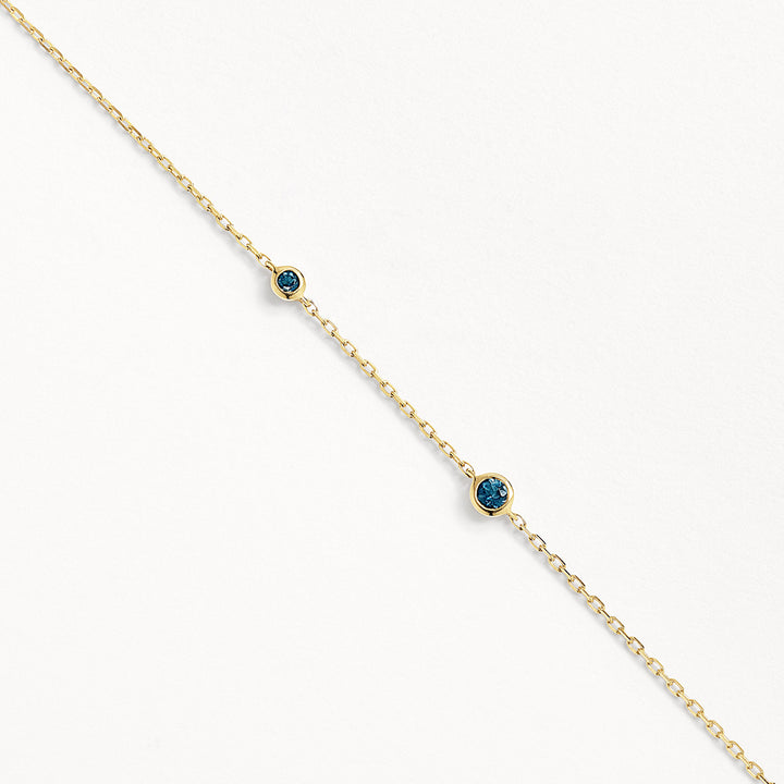 Blue Topaz Double Round Bezel Necklace in 10k Gold