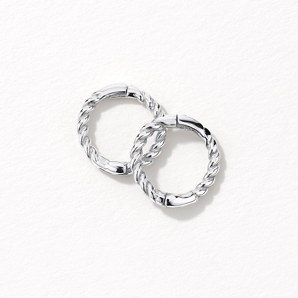 Mini Rope Helix Huggie Earrings in Silver