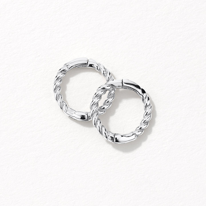 Mini Rope Helix Huggie Earrings in Silver
