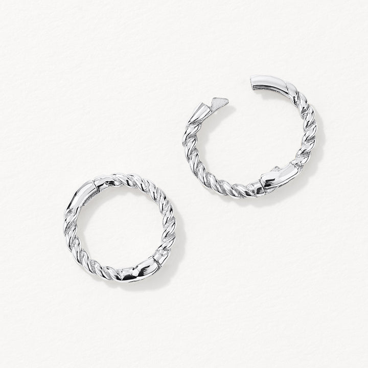 Mini Rope Helix Huggie Earrings in Silver
