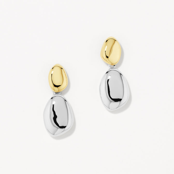 Sculpted Mixed Metal Dome Stud Earrings in Silver and Gold