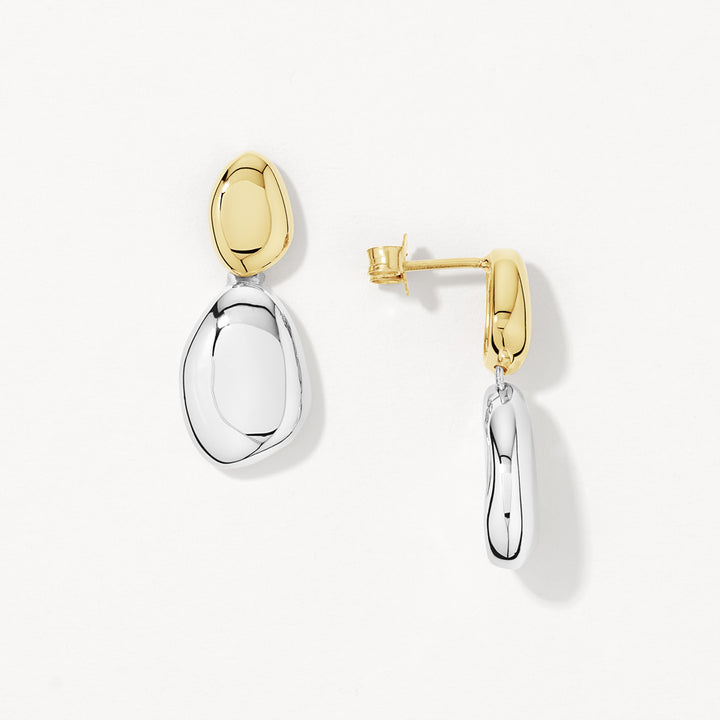 Sculpted Mixed Metal Dome Stud Earrings in Silver and Gold