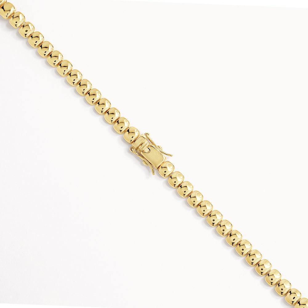 White Topaz Emerald Cut Tennis Necklace in Gold