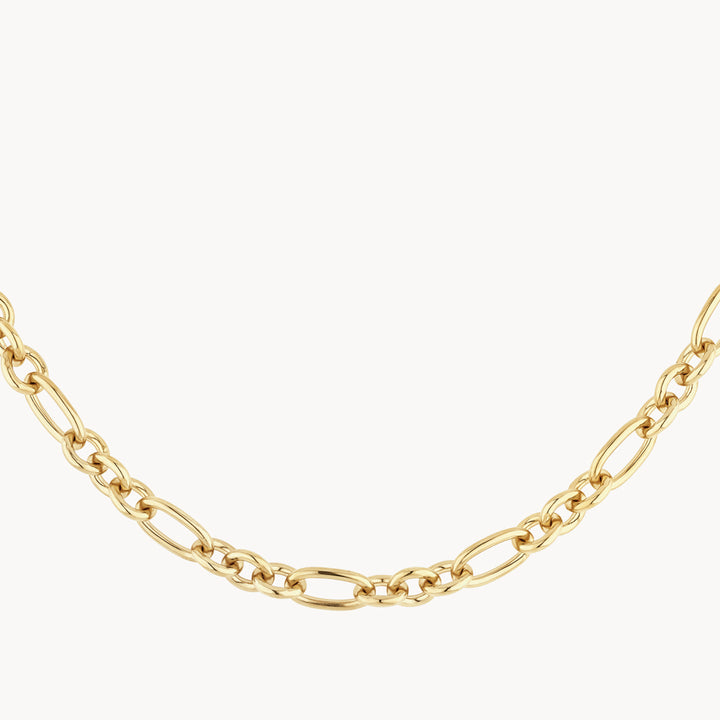 Alternating Rolo Paperclip Chain Necklace in Gold