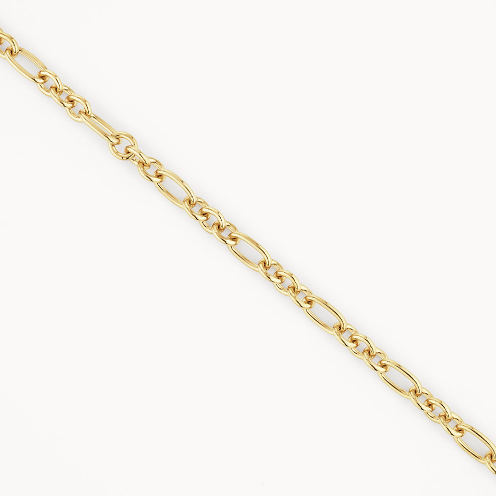 Alternating Rolo Paperclip Chain Necklace in Gold