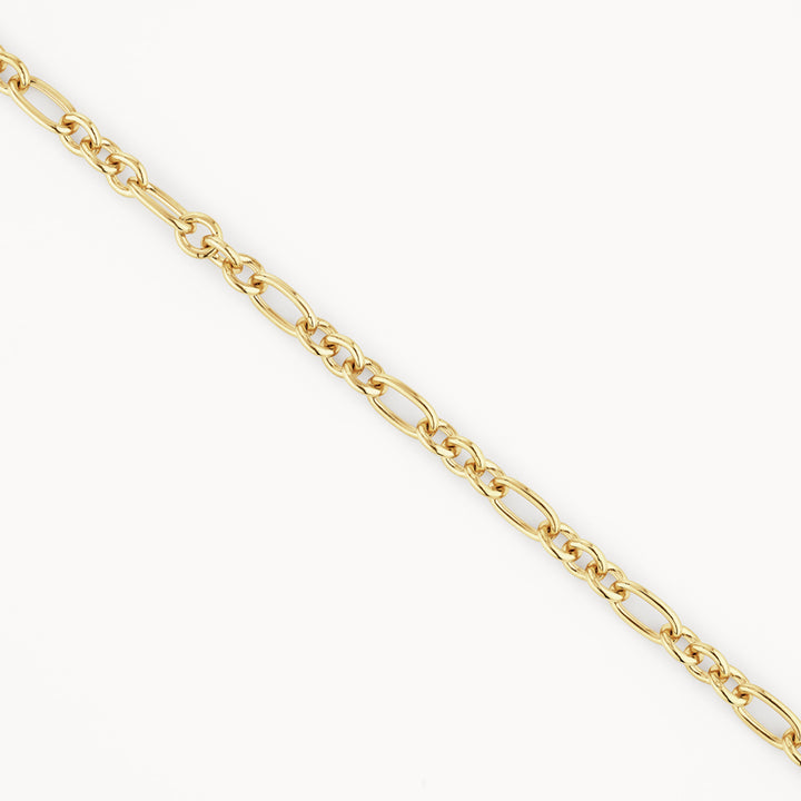 Alternating Rolo Paperclip Chain Necklace in Gold