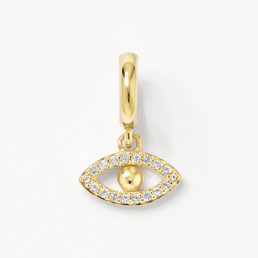 White Topaz Evil Eye Pendant in Gold