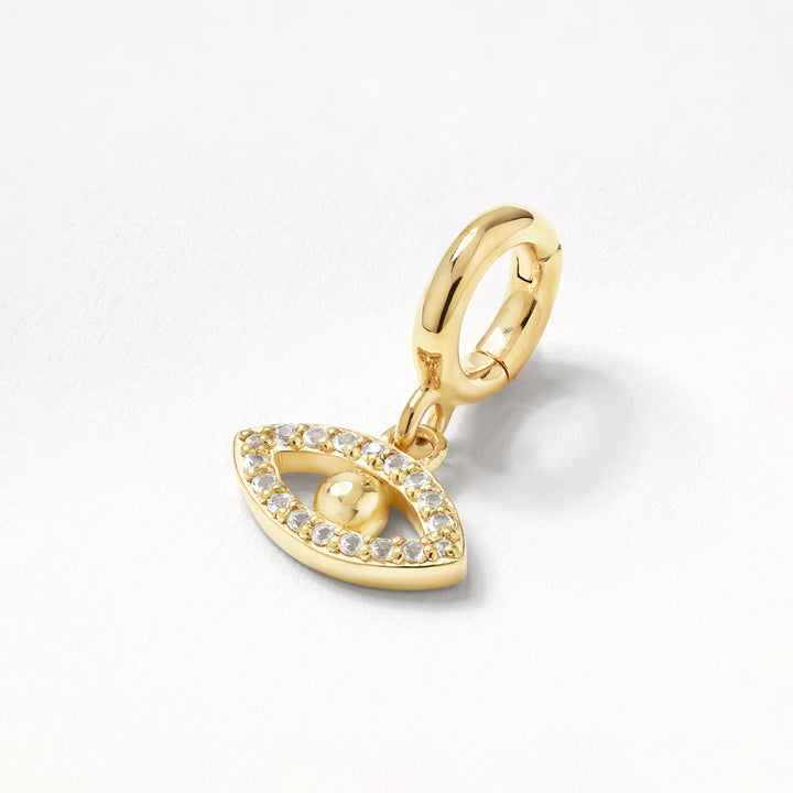 White Topaz Evil Eye Pendant in Gold
