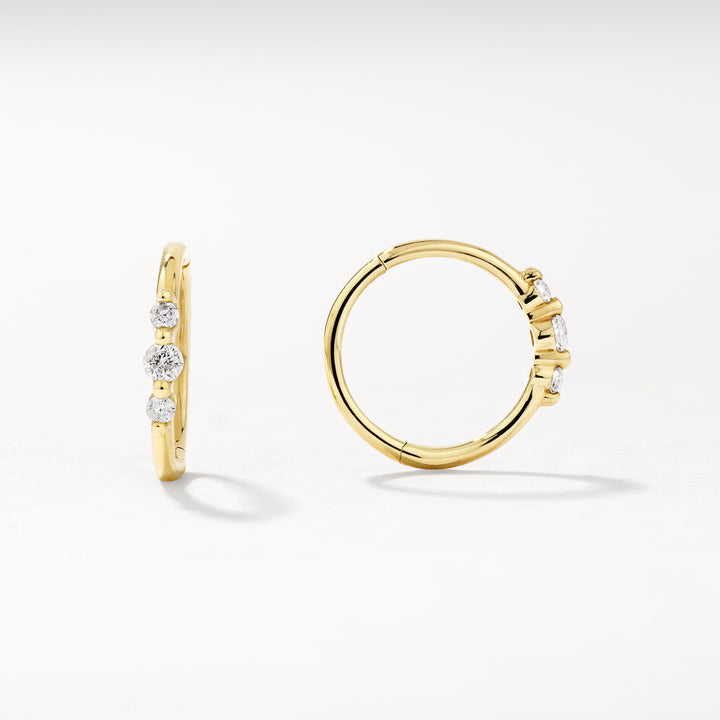 Diamond Trio Huggie Hoops in 10k Gold