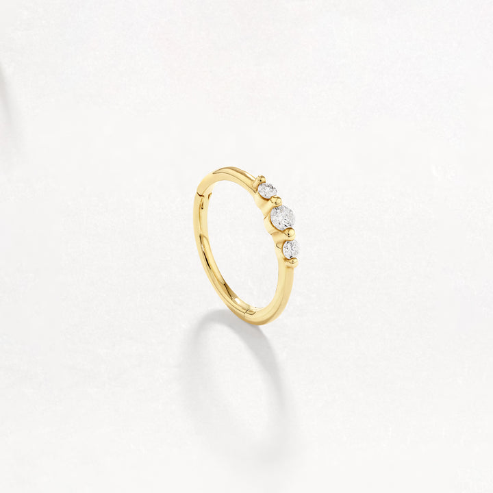 Diamond Trio Huggie Hoops in 10k Gold