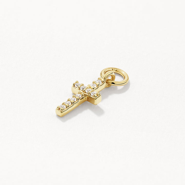 White Topaz Cross Earring Charm in Gold