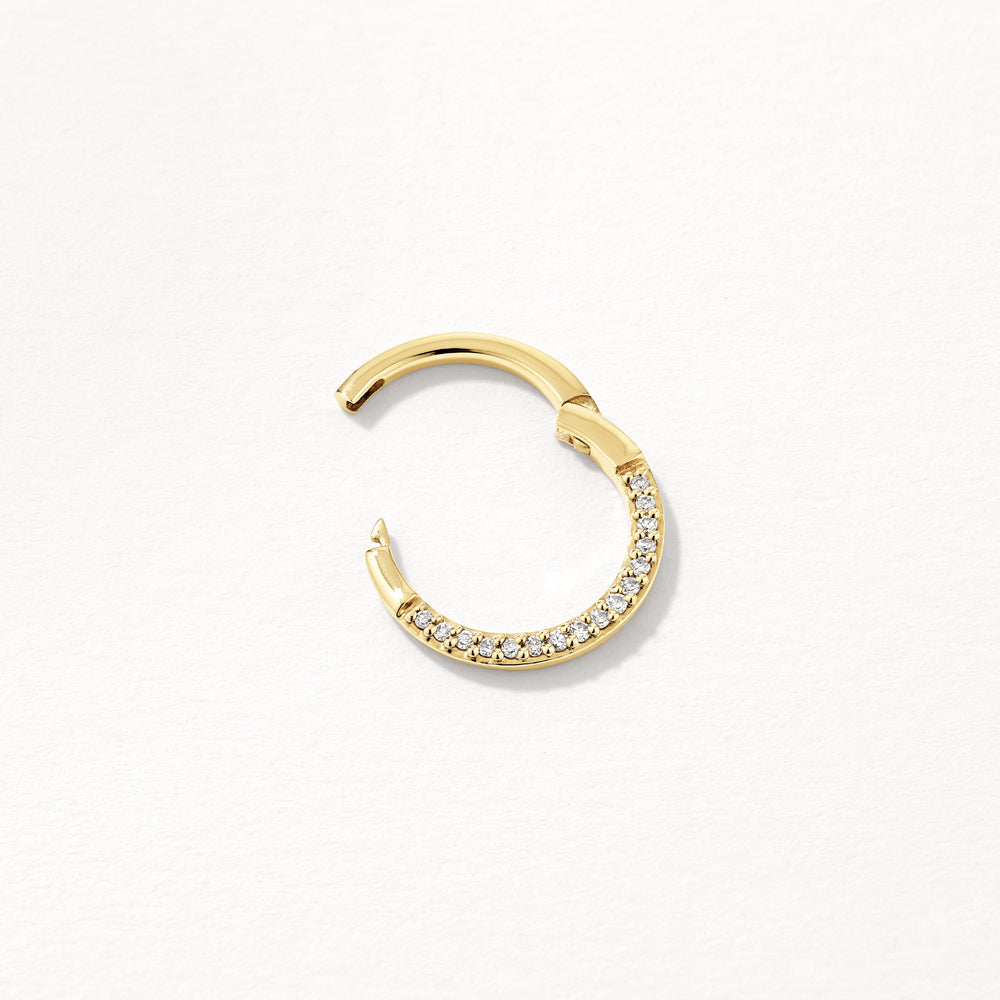 Mini Diamond Pave Clicker Helix Single Earring in 10k Gold