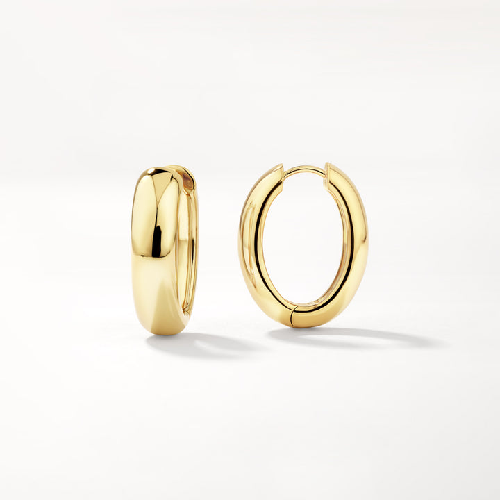 Oval Dome Hoop Earrings in Gold