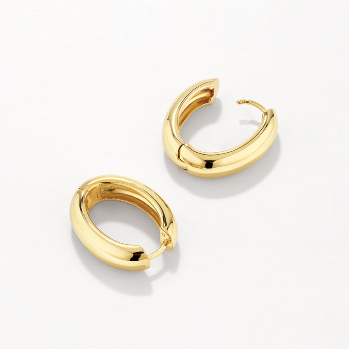 Oval Dome Hoop Earrings in Gold
