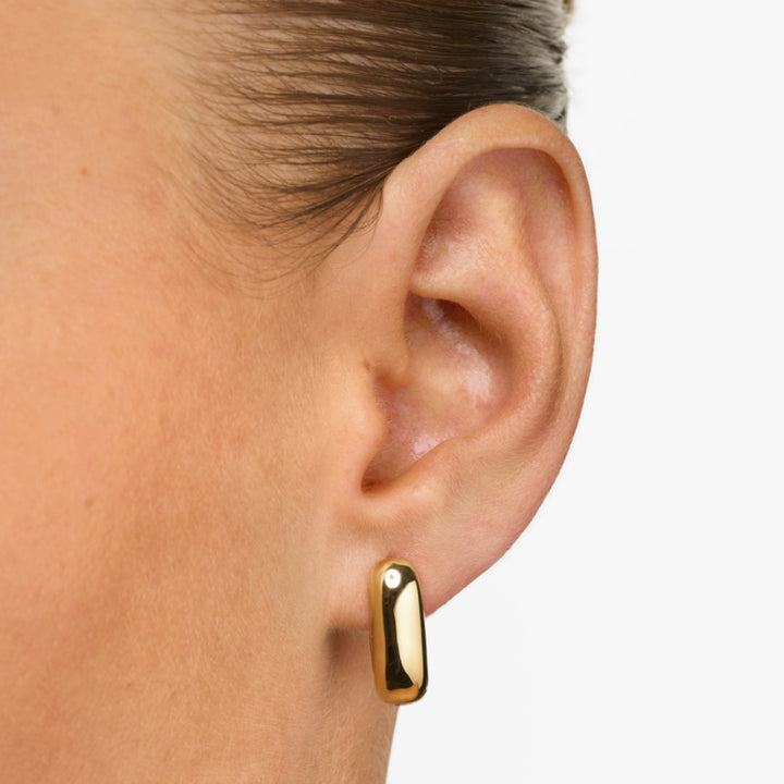 Chunky Oval Dome Hoop Earrings in Gold