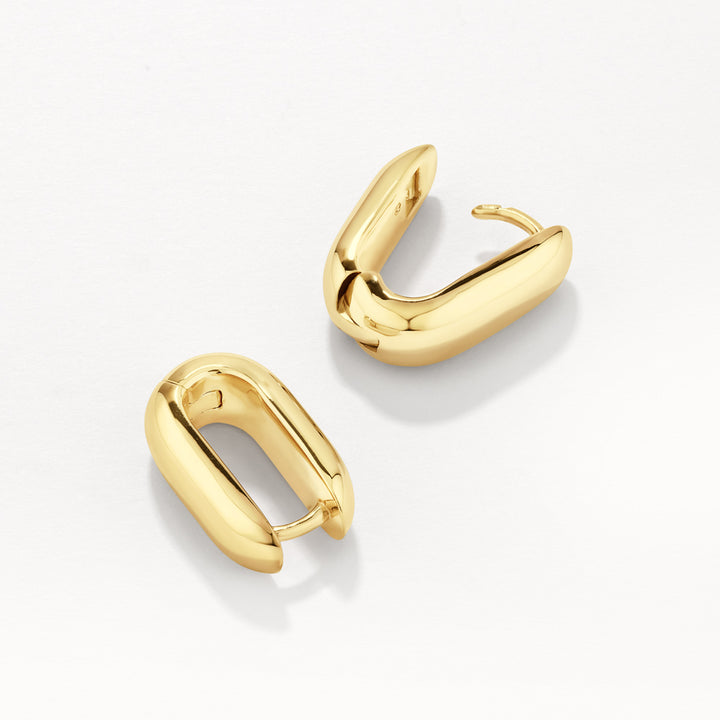 Chunky Oval Dome Hoop Earrings in Gold