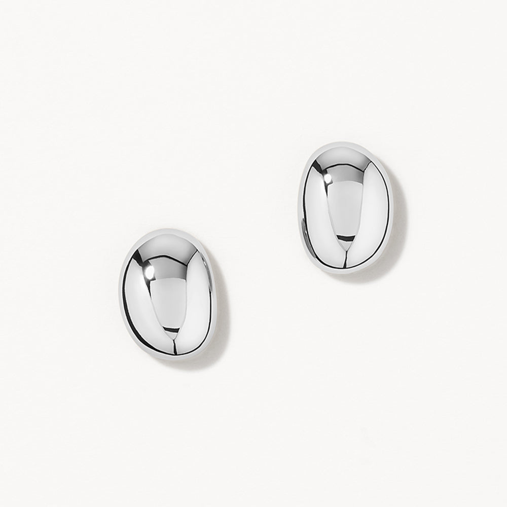 Sculpted Dome Stud Earrings in Silver
