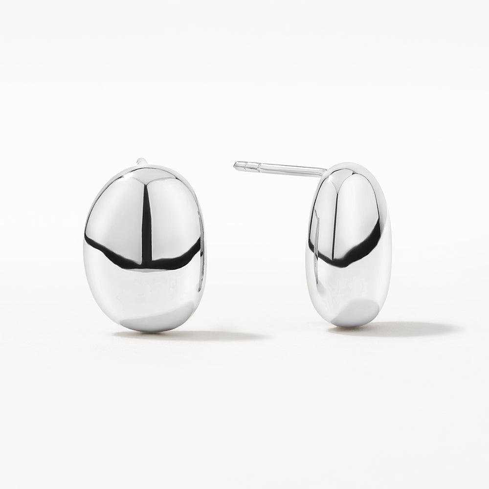 Sculpted Dome Stud Earrings in Silver