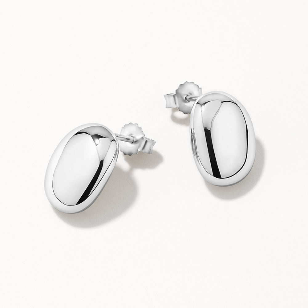 Sculpted Dome Stud Earrings in Silver