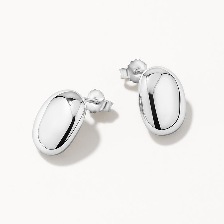 Sculpted Dome Stud Earrings in Silver