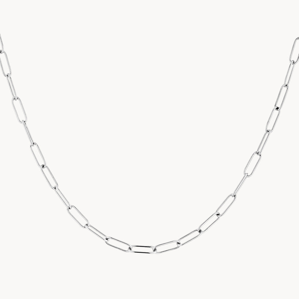 Midi Paperclip Chain Necklace in Silver