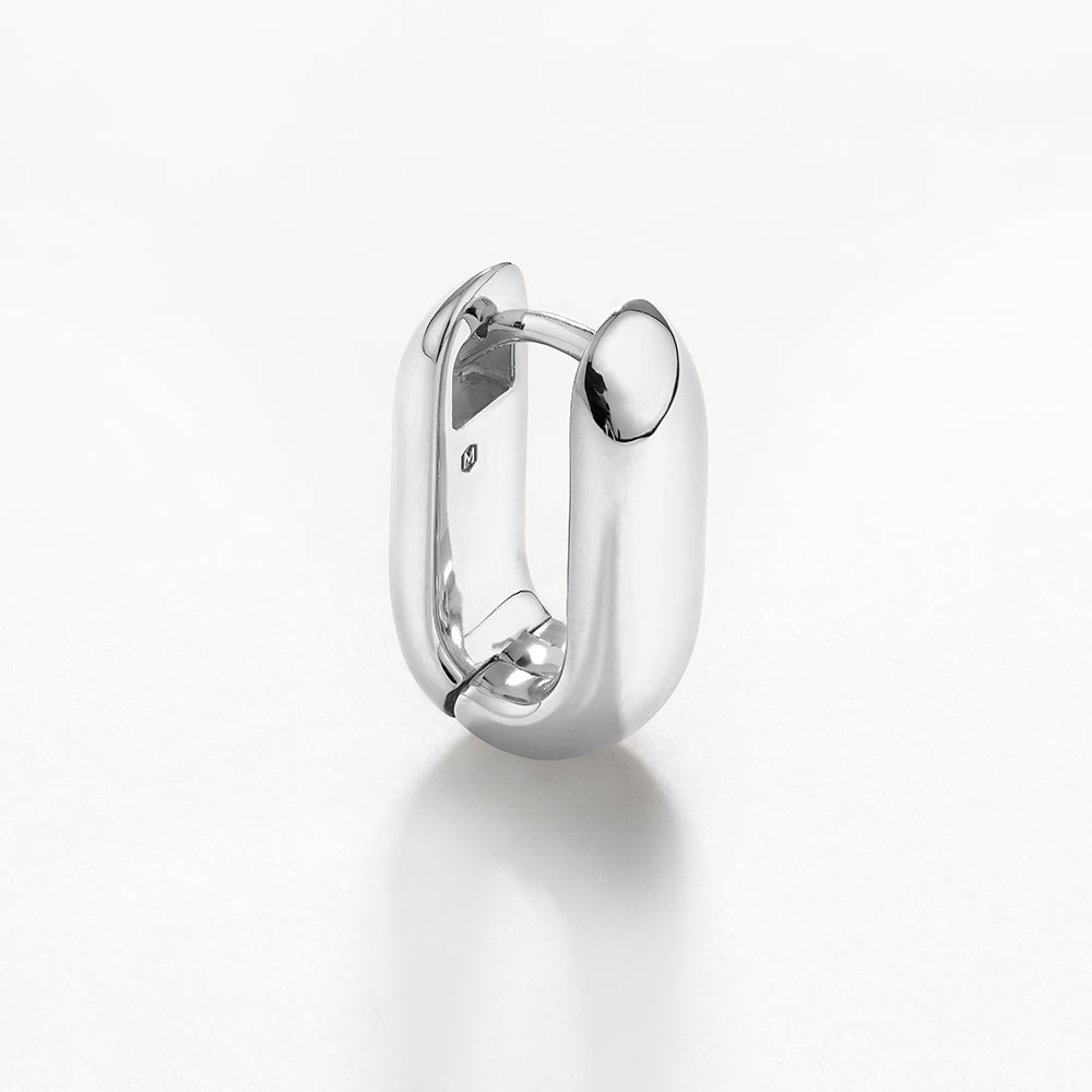Chunky Oval Dome Hoop Earrings in Silver