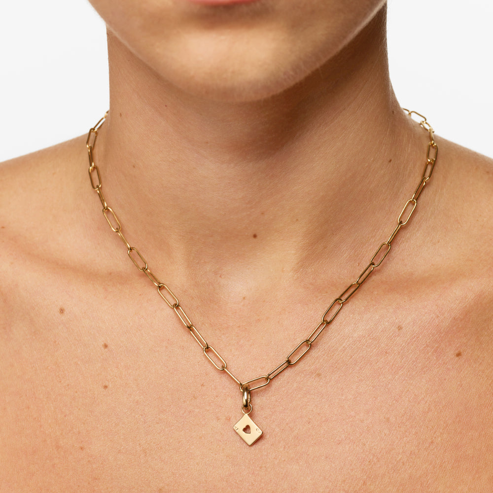 Ace Of Hearts Pendant in Gold