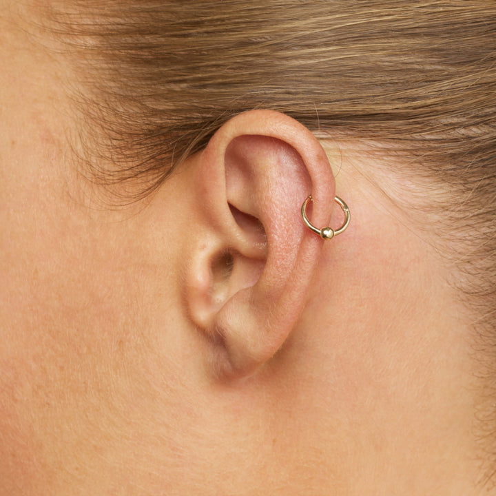 Micro Ball Clicker Single Earring in 10k Gold