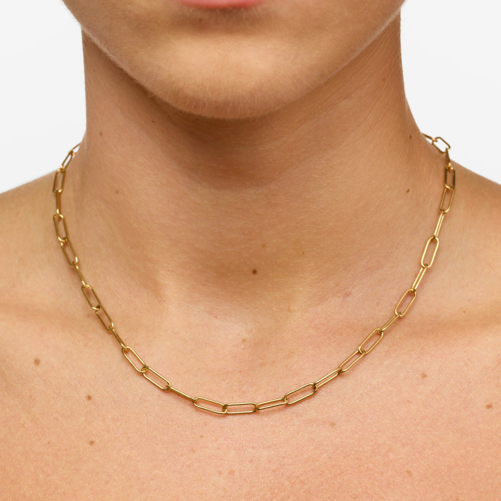 Midi Paperclip Chain Necklace in Gold