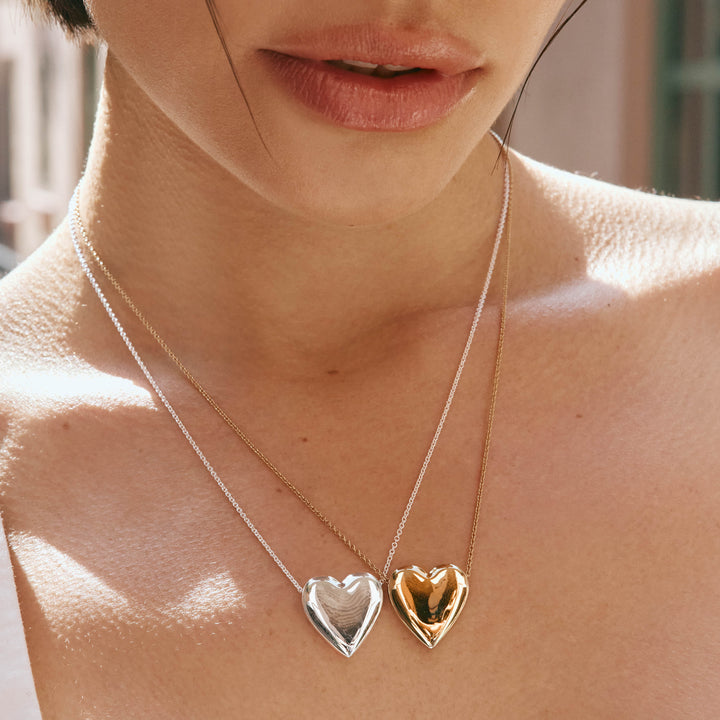 Puff Heart Necklace in Gold